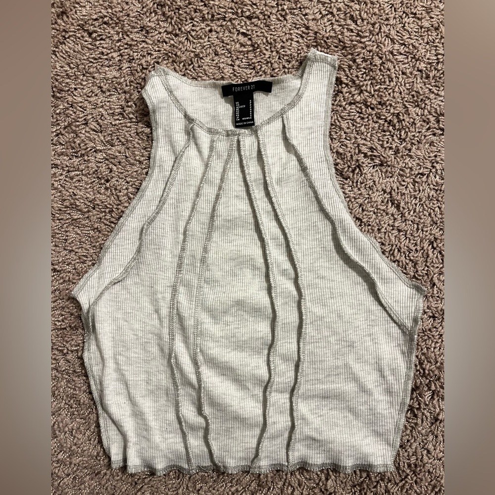 Forever 21, Acid Wash Grey, Ribbed Crop Top